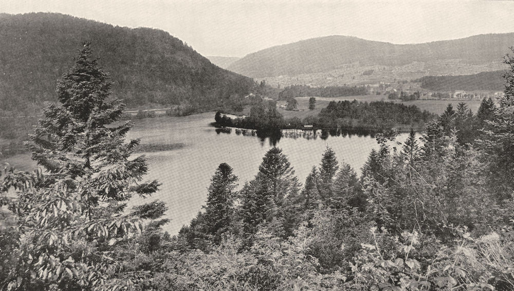 VOSGES. Le Lac de Longemer vu de la route de la Schlucht 1900 old print